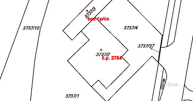 Teplice 2754 na parcele st. 3737/2 v KÚ Teplice, Katastrální mapa