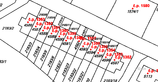 Cheb 1357 na parcele st. 4592 v KÚ Cheb, Katastrální mapa