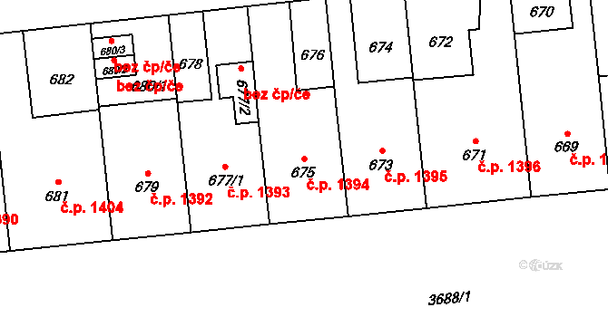 Břevnov 1394, Praha na parcele st. 675 v KÚ Břevnov, Katastrální mapa