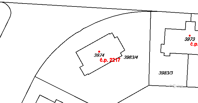 Vinohrady 2217, Praha na parcele st. 3974 v KÚ Vinohrady, Katastrální mapa