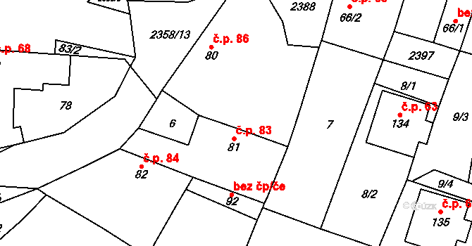 Mečichov 83 na parcele st. 81 v KÚ Mečichov, Katastrální mapa