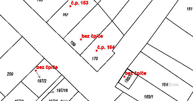 Jevišovka 154 na parcele st. 170 v KÚ Jevišovka, Katastrální mapa