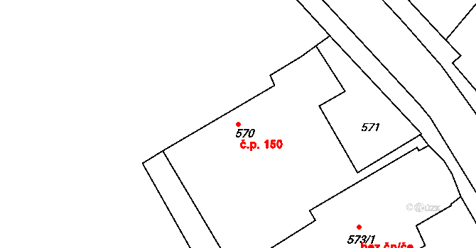 Rumburk 1 150, Rumburk na parcele st. 570 v KÚ Rumburk, Katastrální mapa