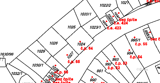 Teplické Předměstí 64, Bílina na parcele st. 1024 v KÚ Bílina, Katastrální mapa