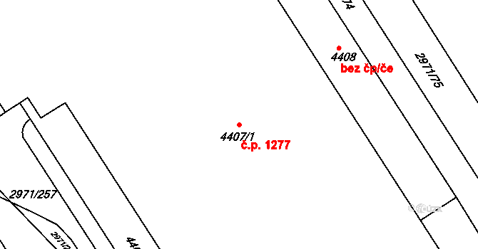 Kuřim 1277 na parcele st. 4407/1 v KÚ Kuřim, Katastrální mapa
