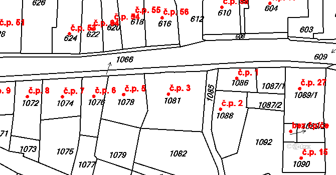 Úštěk-České Předměstí 3, Úštěk na parcele st. 1081 v KÚ Úštěk, Katastrální mapa