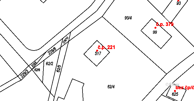 Řitka 221 na parcele st. 517 v KÚ Řitka, Katastrální mapa