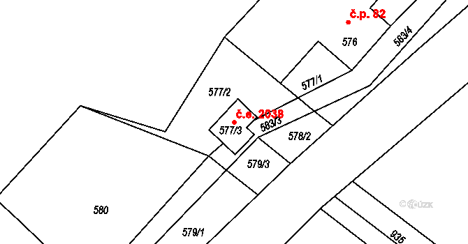 Dolní Těrlicko 2038, Těrlicko na parcele st. 577/3 v KÚ Dolní Těrlicko, Katastrální mapa