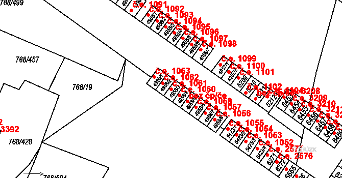 Zlín 1061 na parcele st. 4958/3 v KÚ Zlín, Katastrální mapa