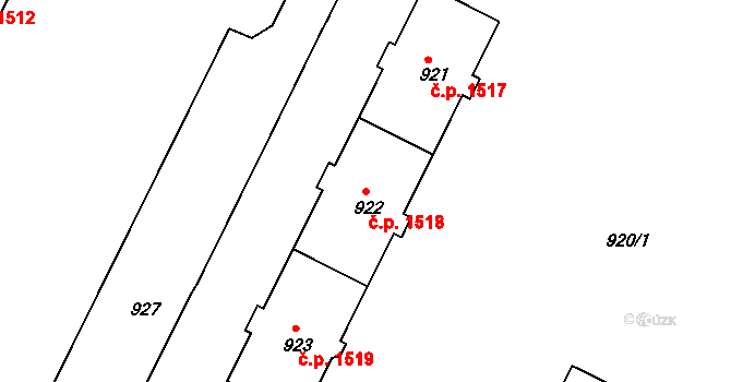 Poruba 1518, Ostrava na parcele st. 922 v KÚ Poruba, Katastrální mapa