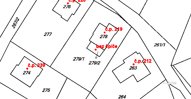 Ostrava 38237369 na parcele st. 279/2 v KÚ Proskovice, Katastrální mapa