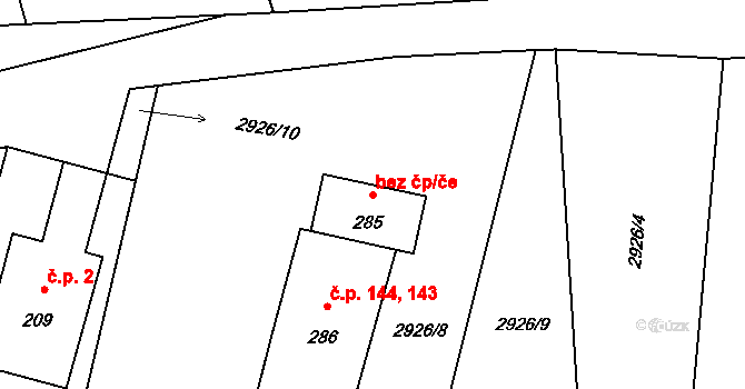 Kozojedy 46534369 na parcele st. 285 v KÚ Kozojedy u Kralovic, Katastrální mapa