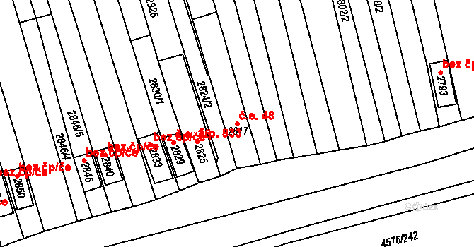 Vlčnov 48 na parcele st. 2817 v KÚ Vlčnov, Katastrální mapa