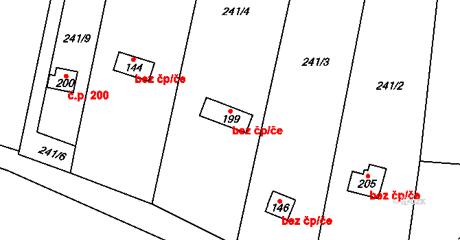 Úlibice 49207369 na parcele st. 199 v KÚ Úlibice, Katastrální mapa