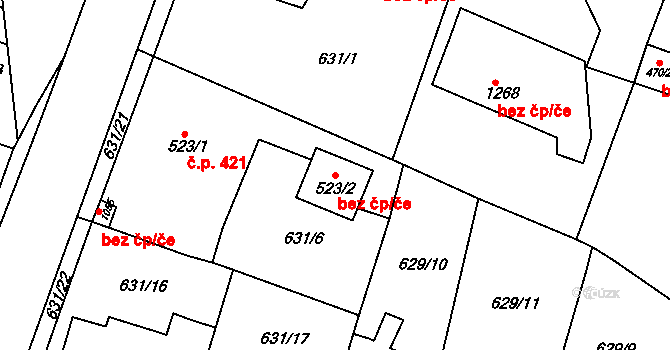Osek 54055369 na parcele st. 523/2 v KÚ Osek u Duchcova, Katastrální mapa