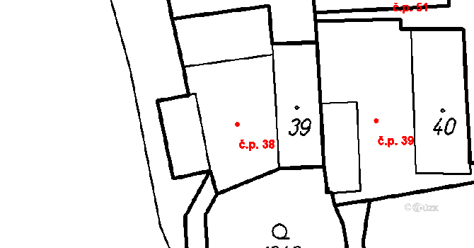Maletice 38, Protivín na parcele st. 39 v KÚ Maletice, Katastrální mapa