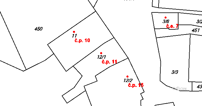 Humpolec 11, Sušice na parcele st. 12/1 v KÚ Humpolec u Sušice, Katastrální mapa