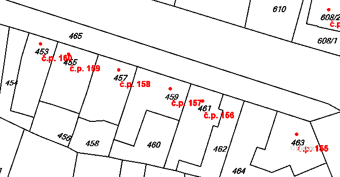 Jestřebí 157, Rájec-Jestřebí na parcele st. 459 v KÚ Jestřebí, Katastrální mapa