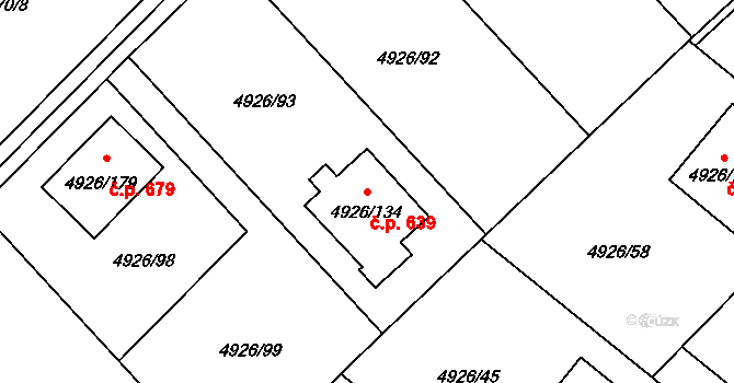 Sviadnov 639 na parcele st. 4926/134 v KÚ Sviadnov, Katastrální mapa