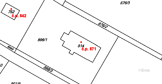 Libhošť 571 na parcele st. 814 v KÚ Libhošť, Katastrální mapa