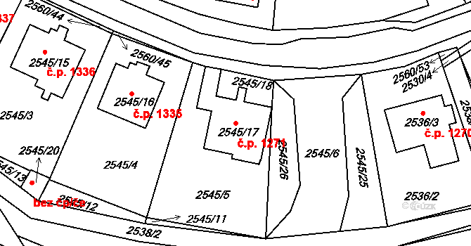 Kostelec nad Orlicí 1271 na parcele st. 2545/17 v KÚ Kostelec nad Orlicí, Katastrální mapa