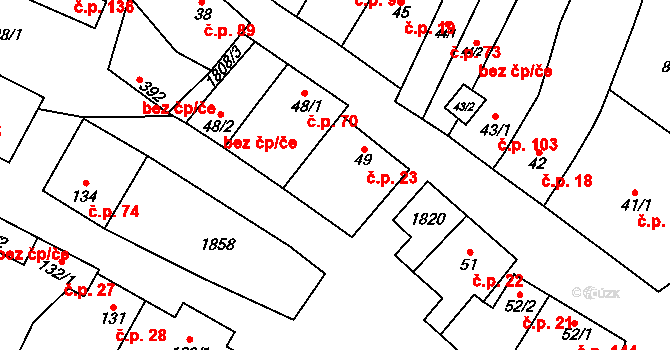 Bohutice 23 na parcele st. 49 v KÚ Bohutice, Katastrální mapa