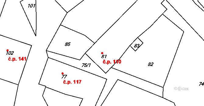 Konice 110, Znojmo na parcele st. 81 v KÚ Konice u Znojma, Katastrální mapa