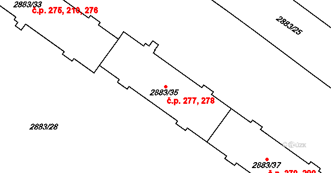 Přerov I-Město 277,278, Přerov na parcele st. 2883/35 v KÚ Přerov, Katastrální mapa