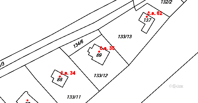 Malovidy 35, Rataje nad Sázavou na parcele st. 89 v KÚ Malovidy, Katastrální mapa