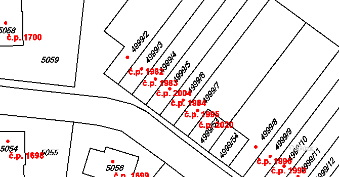 Pod Bezručovým vrchem 1984, Krnov na parcele st. 4999/5 v KÚ Krnov-Horní Předměstí, Katastrální mapa