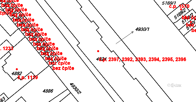 Kročehlavy 2392,2393,2394,2395,, Kladno na parcele st. 4924 v KÚ Kročehlavy, Katastrální mapa