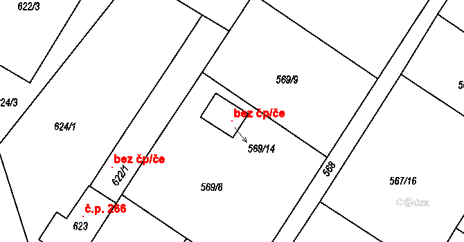 Hrádek nad Nisou 147358370 na parcele st. 569/14 v KÚ Donín u Hrádku nad Nisou, Katastrální mapa