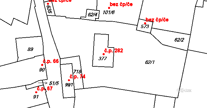 Bezno 282 na parcele st. 377 v KÚ Bezno, Katastrální mapa