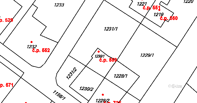 Horka nad Moravou 559 na parcele st. 1230/1 v KÚ Horka nad Moravou, Katastrální mapa
