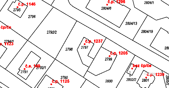 Smržovka 1237 na parcele st. 2797 v KÚ Smržovka, Katastrální mapa