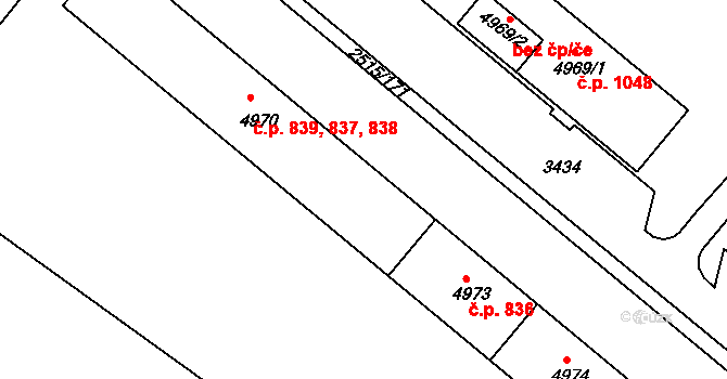 Kolín II 837,838,839, Kolín na parcele st. 4970 v KÚ Kolín, Katastrální mapa
