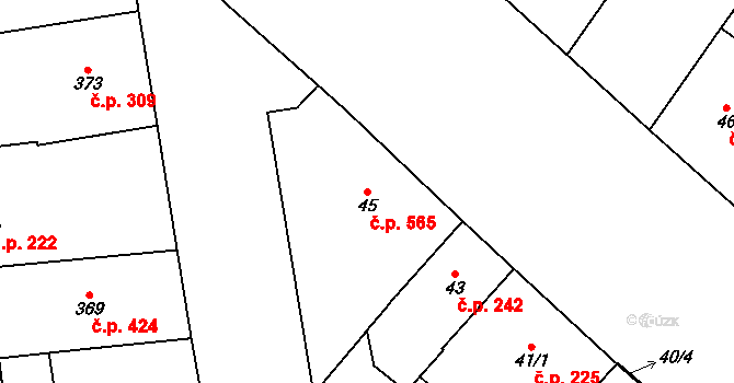 Vinohrady 565, Praha na parcele st. 45 v KÚ Vinohrady, Katastrální mapa