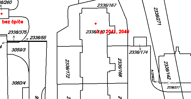 Chodov 2040,2041, Praha na parcele st. 2336/110 v KÚ Chodov, Katastrální mapa