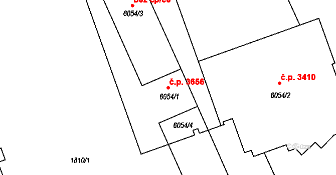 Hodonín 3656 na parcele st. 6054/1 v KÚ Hodonín, Katastrální mapa