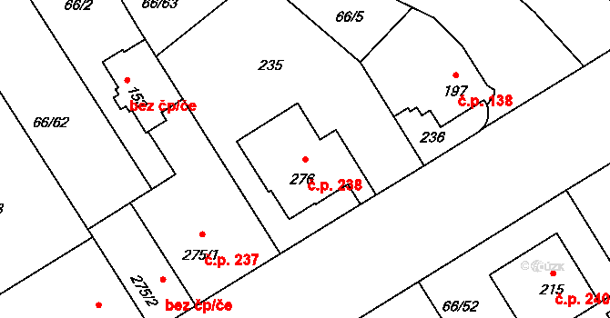 Lazce 238, Olomouc na parcele st. 276 v KÚ Lazce, Katastrální mapa