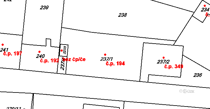 Pražské Předměstí 194, Bílina na parcele st. 237/1 v KÚ Bílina, Katastrální mapa