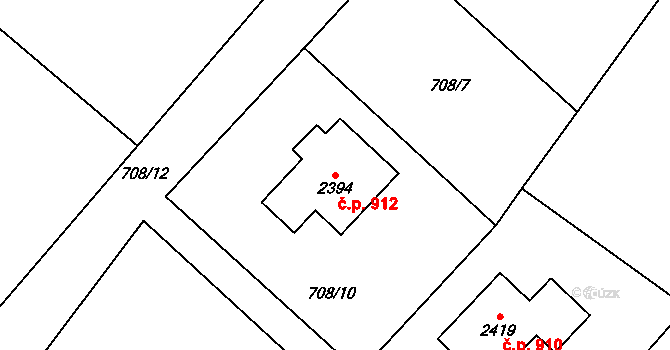 Horní Bečva 912 na parcele st. 2394 v KÚ Horní Bečva, Katastrální mapa