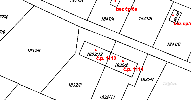 Vratimov 1113 na parcele st. 1832/12 v KÚ Vratimov, Katastrální mapa