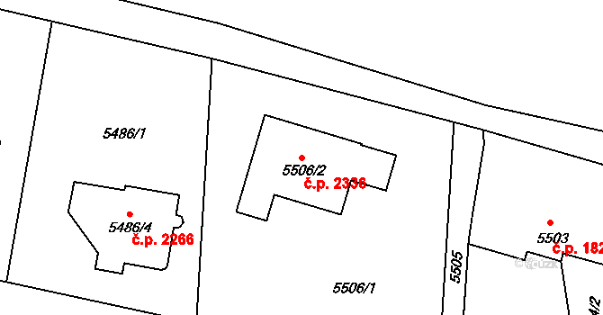 Pod Bezručovým vrchem 2336, Krnov na parcele st. 5506/2 v KÚ Krnov-Horní Předměstí, Katastrální mapa