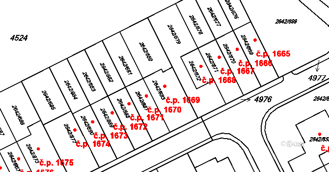 Kuřim 1669 na parcele st. 2642/883 v KÚ Kuřim, Katastrální mapa