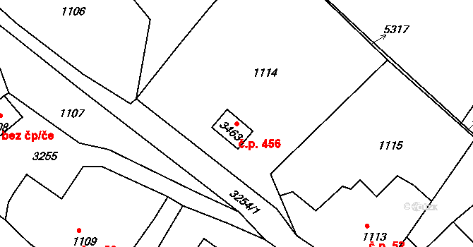 Radiměř 456 na parcele st. 3463 v KÚ Radiměř, Katastrální mapa