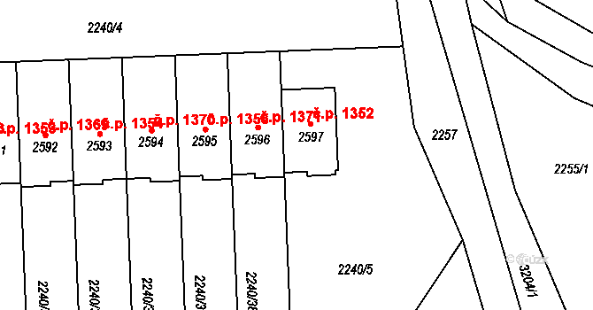 Nejdek 1352 na parcele st. 2597 v KÚ Nejdek, Katastrální mapa