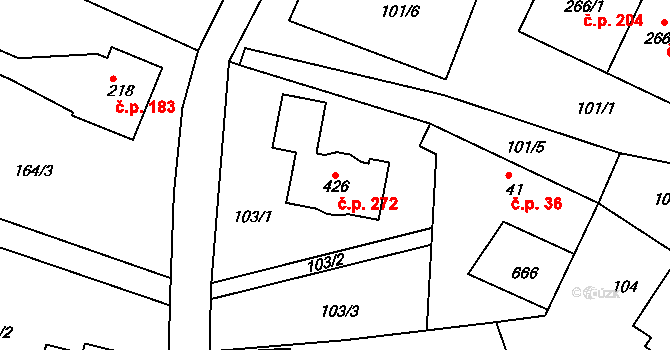 Jenišovice 272 na parcele st. 426 v KÚ Jenišovice u Jablonce nad Nisou, Katastrální mapa