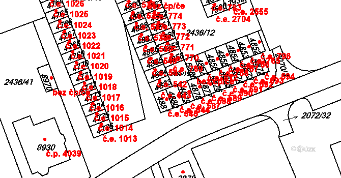Hodonín 544 na parcele st. 4880 v KÚ Hodonín, Katastrální mapa