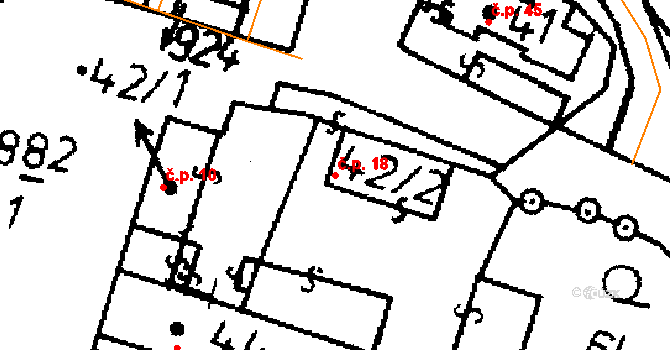 Heřmaň 18 na parcele st. 42/2 v KÚ Heřmaň, Katastrální mapa